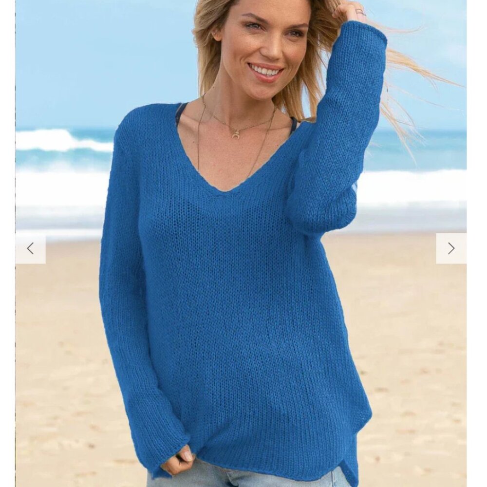 Set of 2 Wooden Ships Lightweight V-Neck Sweaters